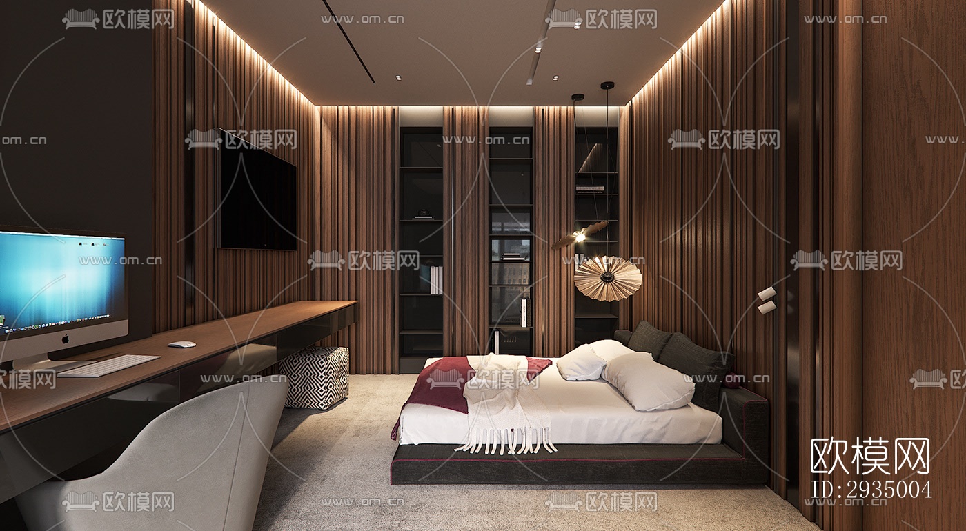 现代平层效果图下载（渲染图12）