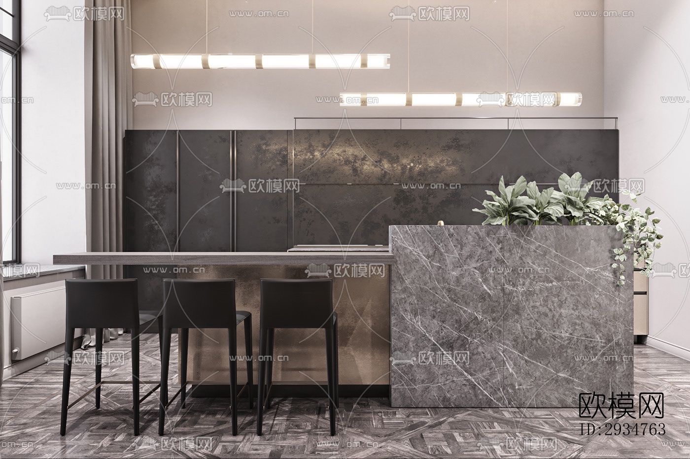 现代平层效果图下载（渲染图14）