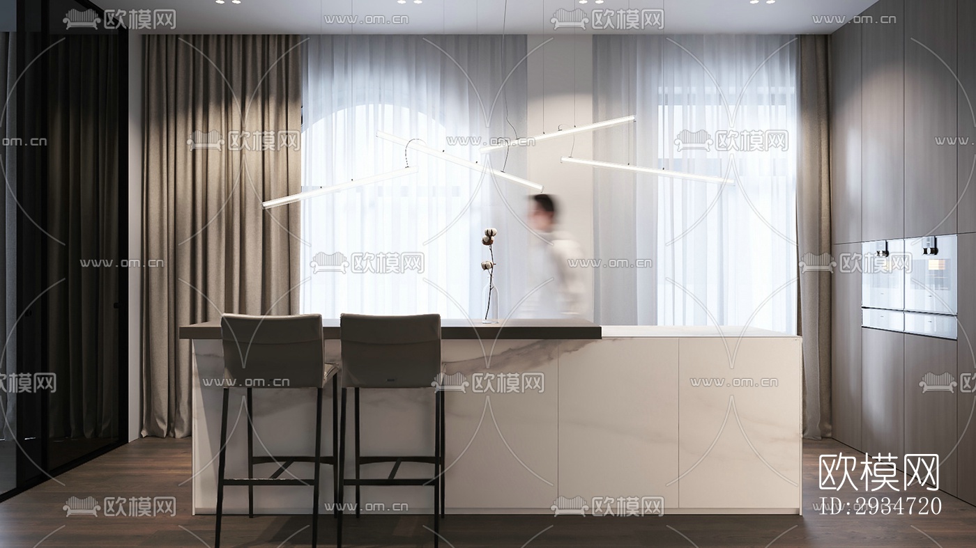 现代平层效果图下载（渲染图6）