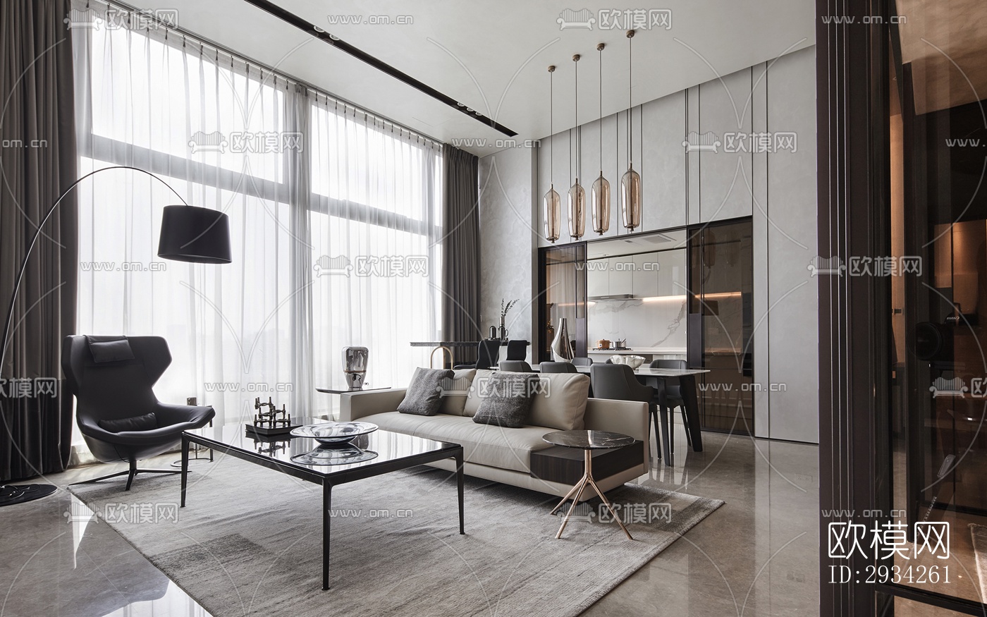 现代复式效果图下载（渲染图8）