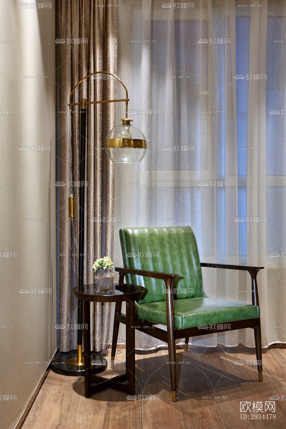 新中式平层效果图下载（渲染图11）