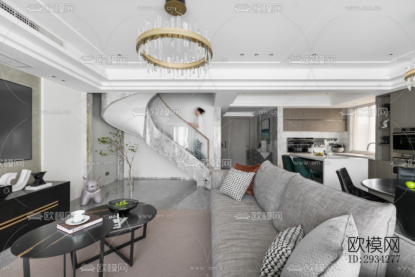 现代复式效果图下载（渲染图18）