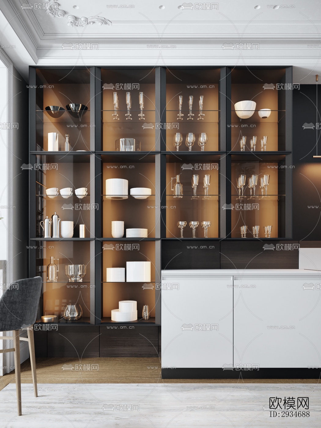 欧式平层效果图下载（渲染图7）