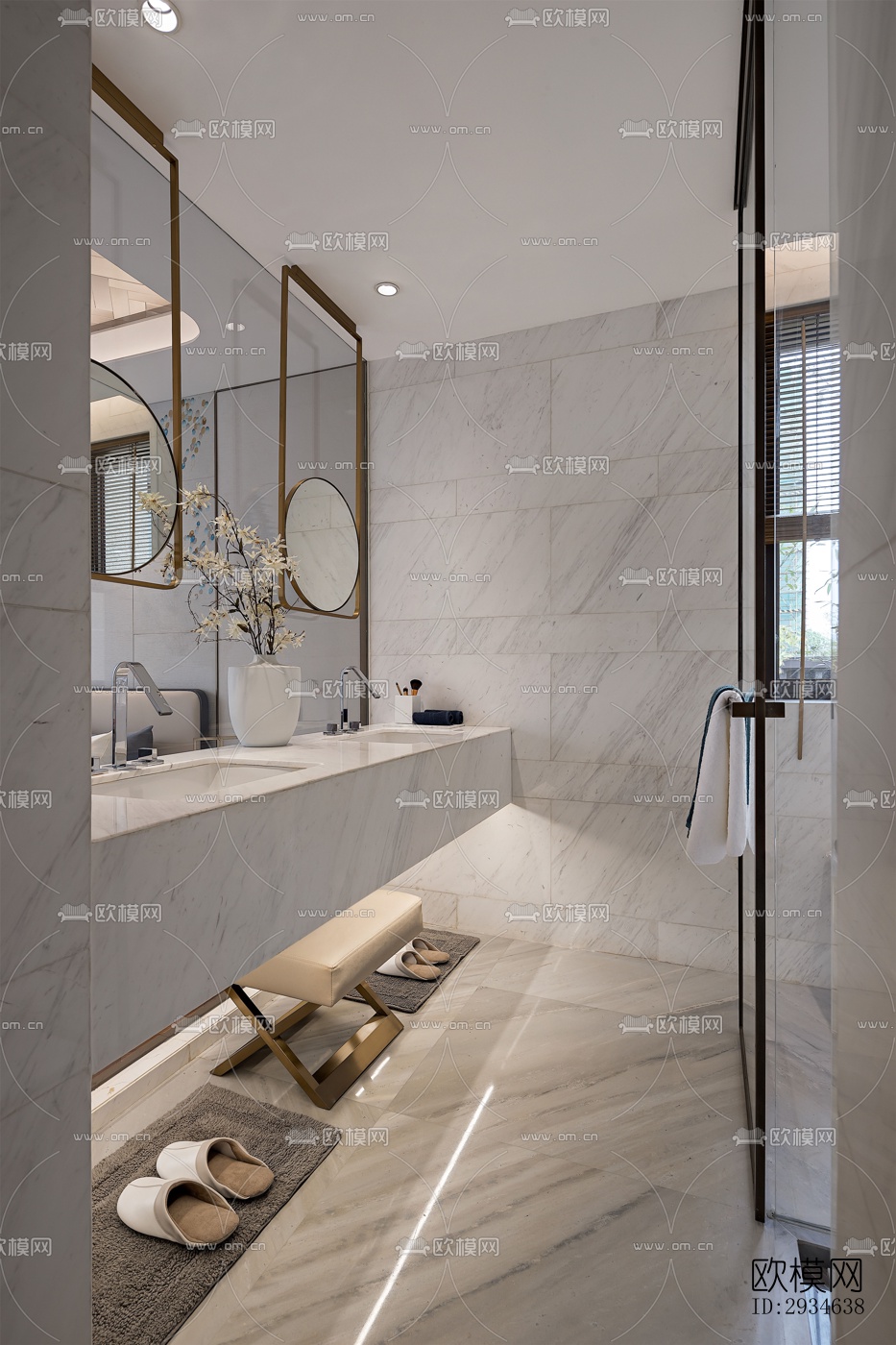 新中式平层效果图下载（渲染图4）