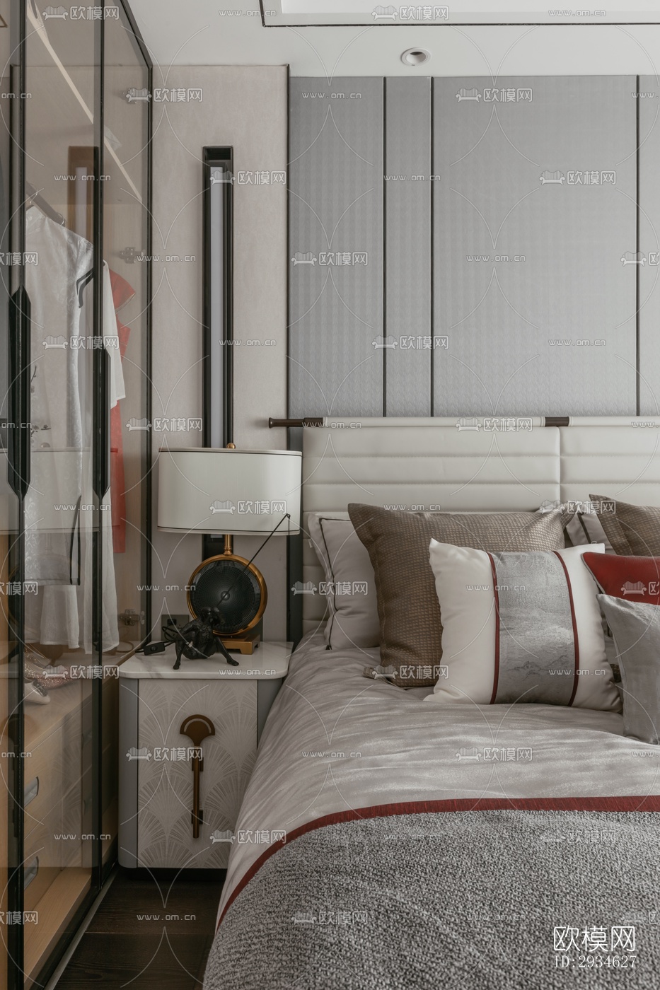 新中式平层效果图下载（渲染图9）