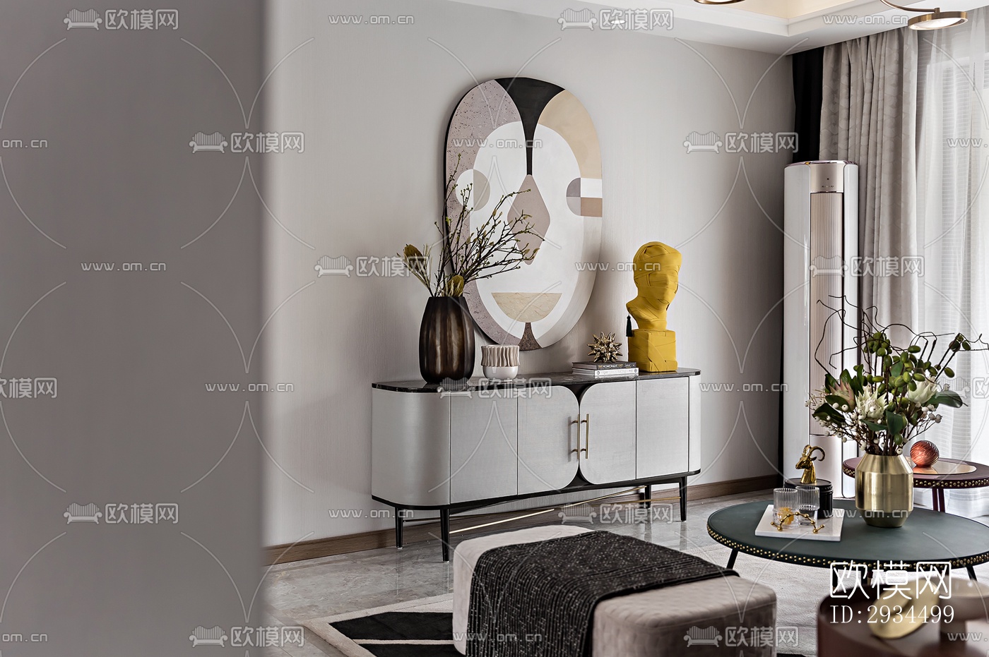 新中式平层效果图下载（渲染图5）