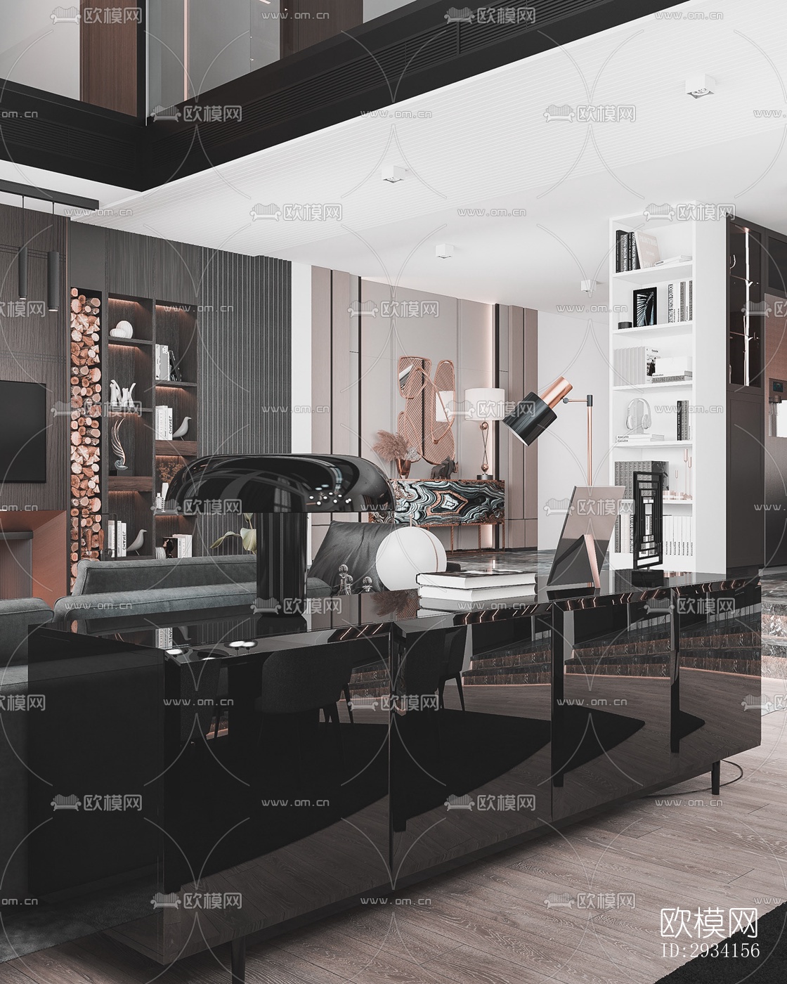 高级灰别墅效果图下载（渲染图16）