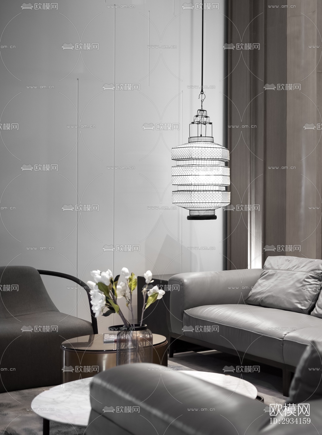 高级灰别墅效果图下载（渲染图1）