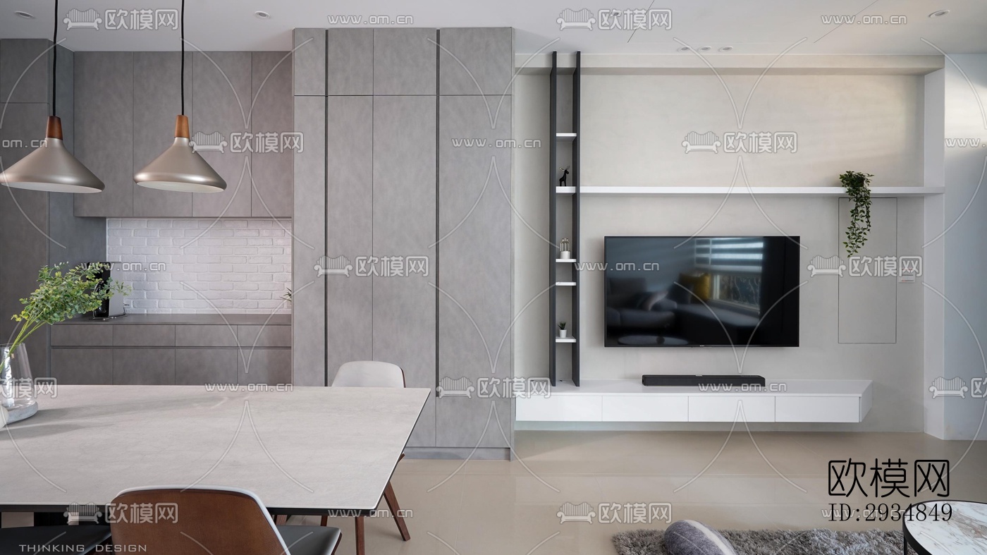 现代平层效果图下载（渲染图2）