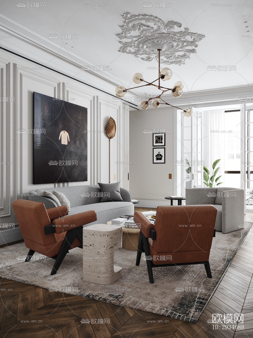 欧式平层效果图下载（渲染图18）