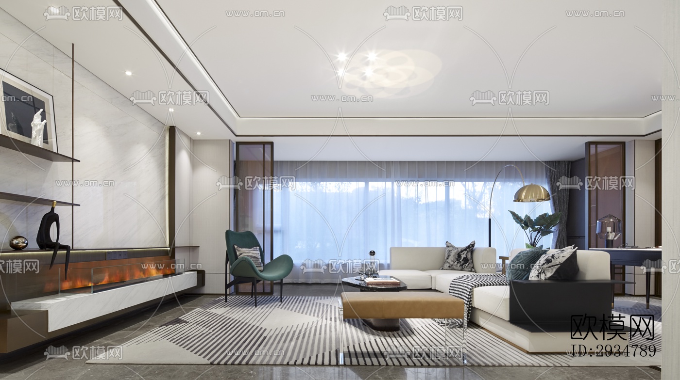 现代平层效果图下载（渲染图19）