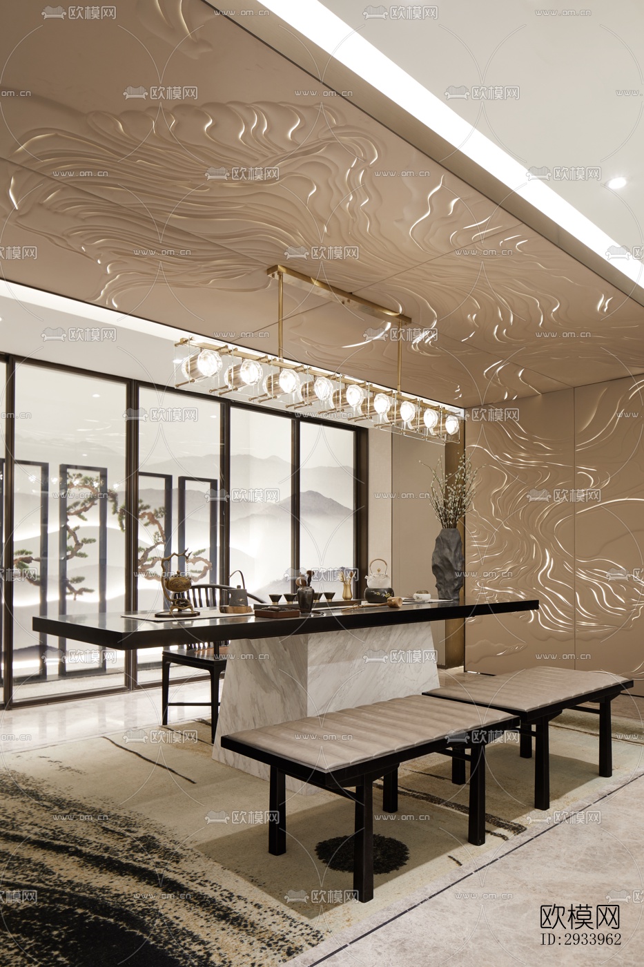 新中式别墅效果图下载（渲染图16）