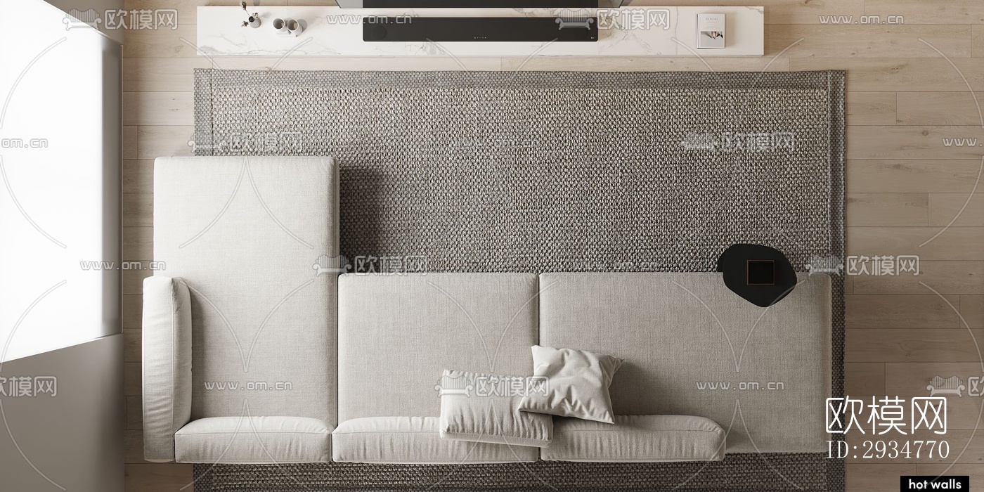 现代平层效果图下载（渲染图10）