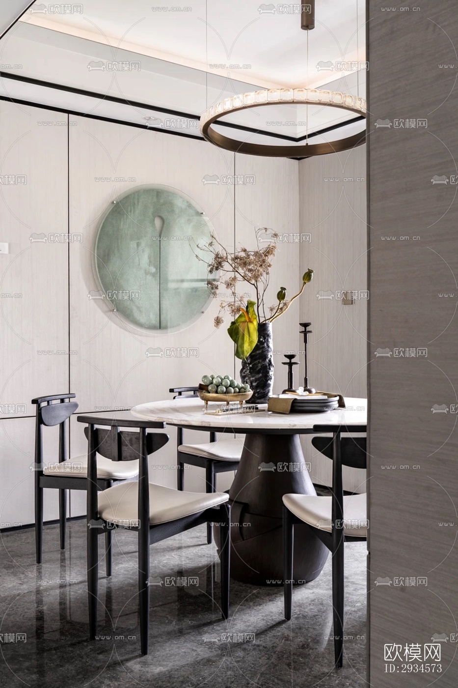 新中式平层效果图下载（渲染图4）