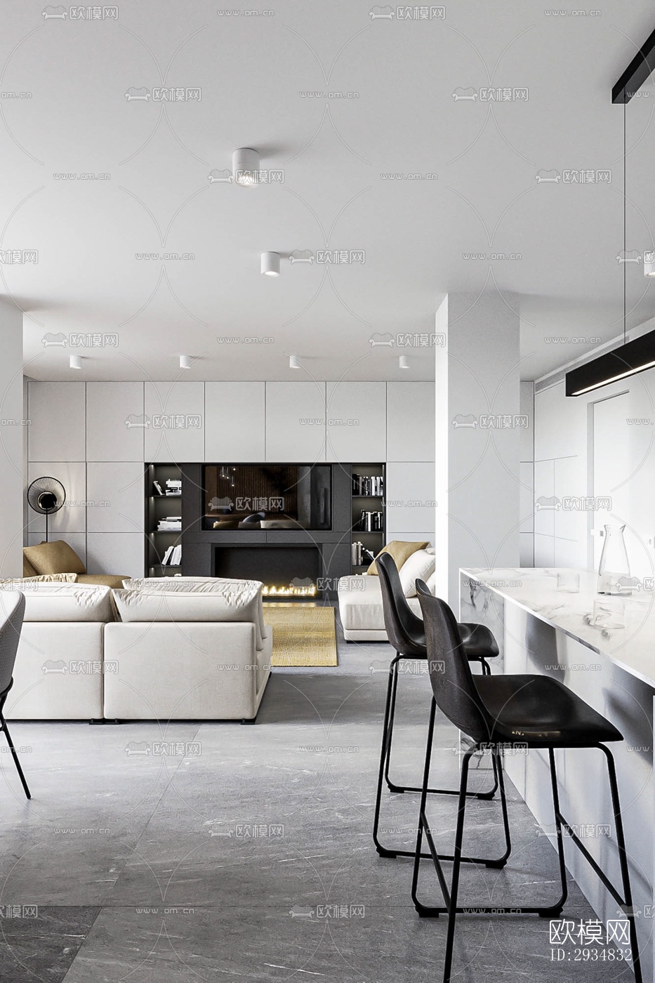 现代平层效果图下载（渲染图16）