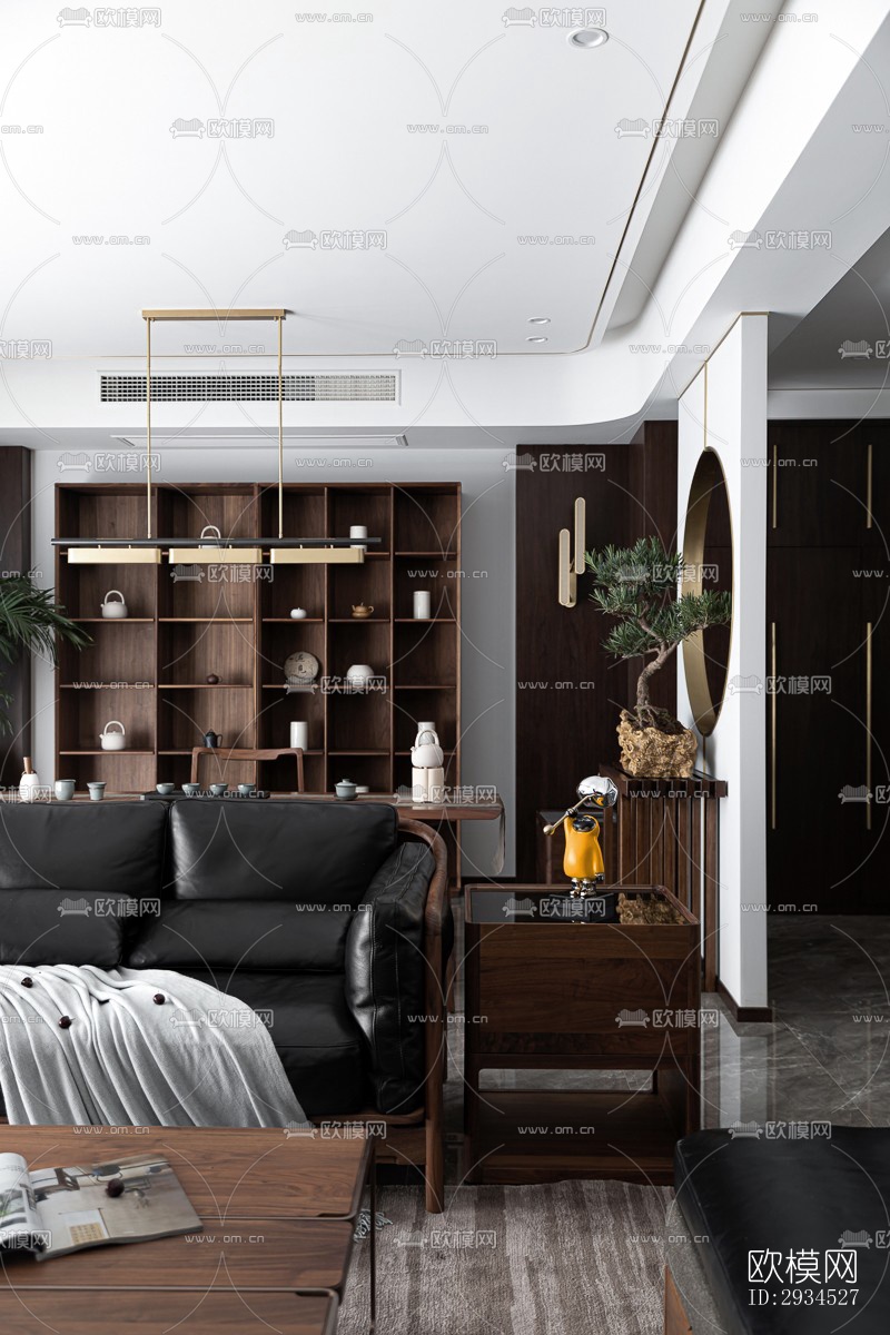 新中式平层效果图下载（渲染图19）