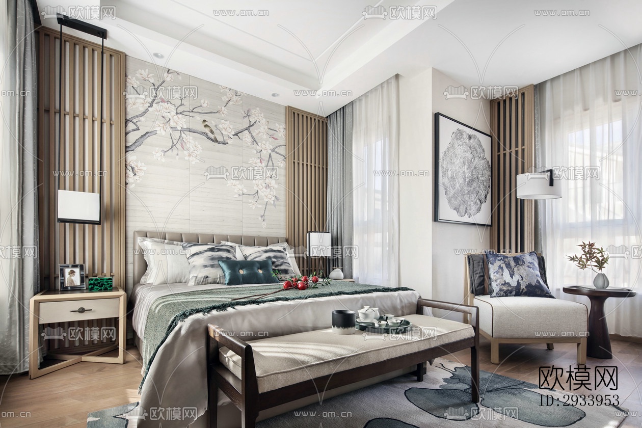 新中式别墅效果图下载（渲染图13）