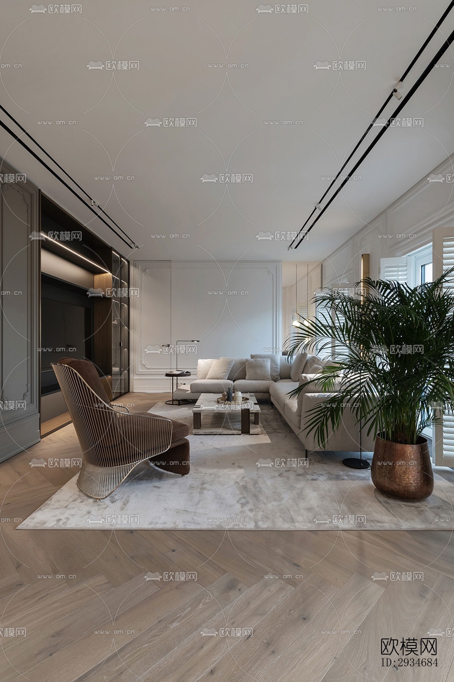 欧式平层效果图下载（渲染图12）