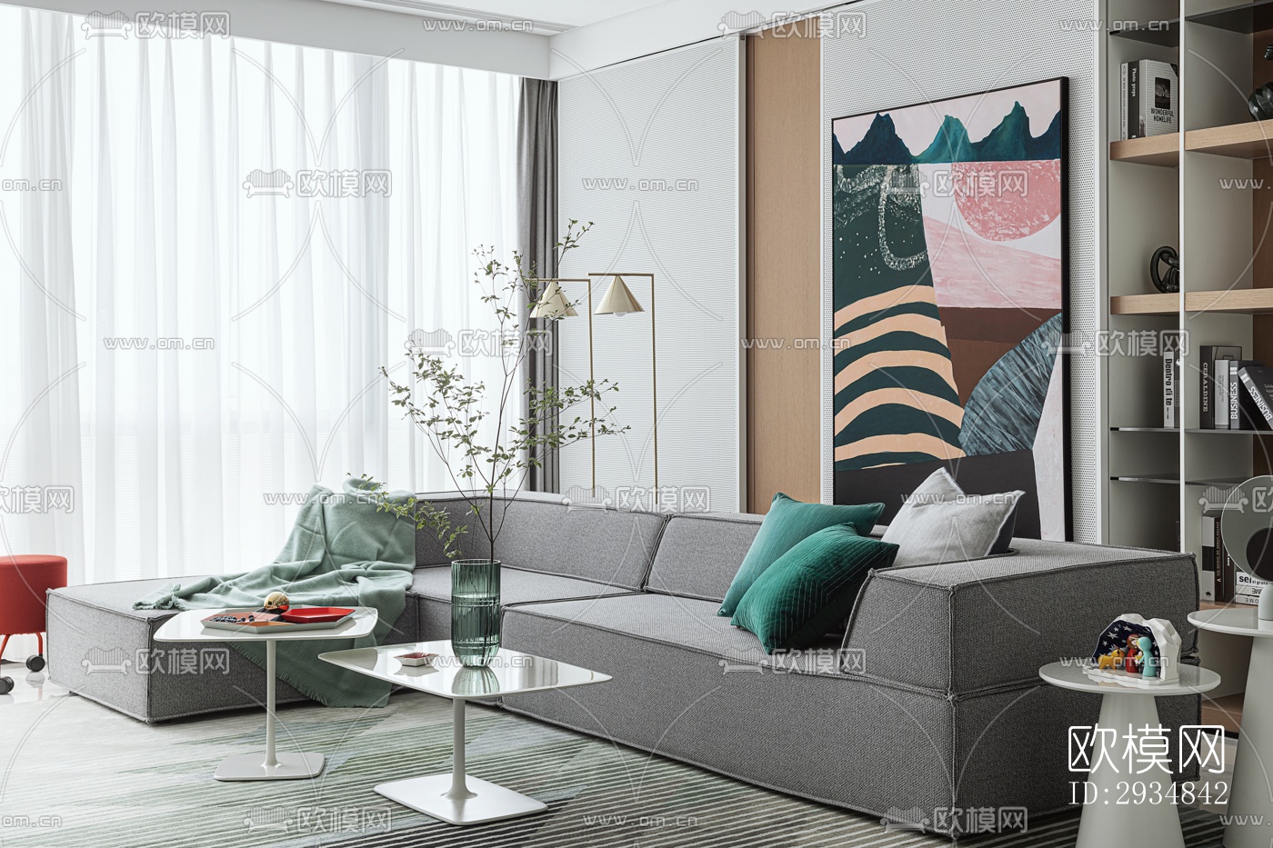 现代平层效果图下载（渲染图17）