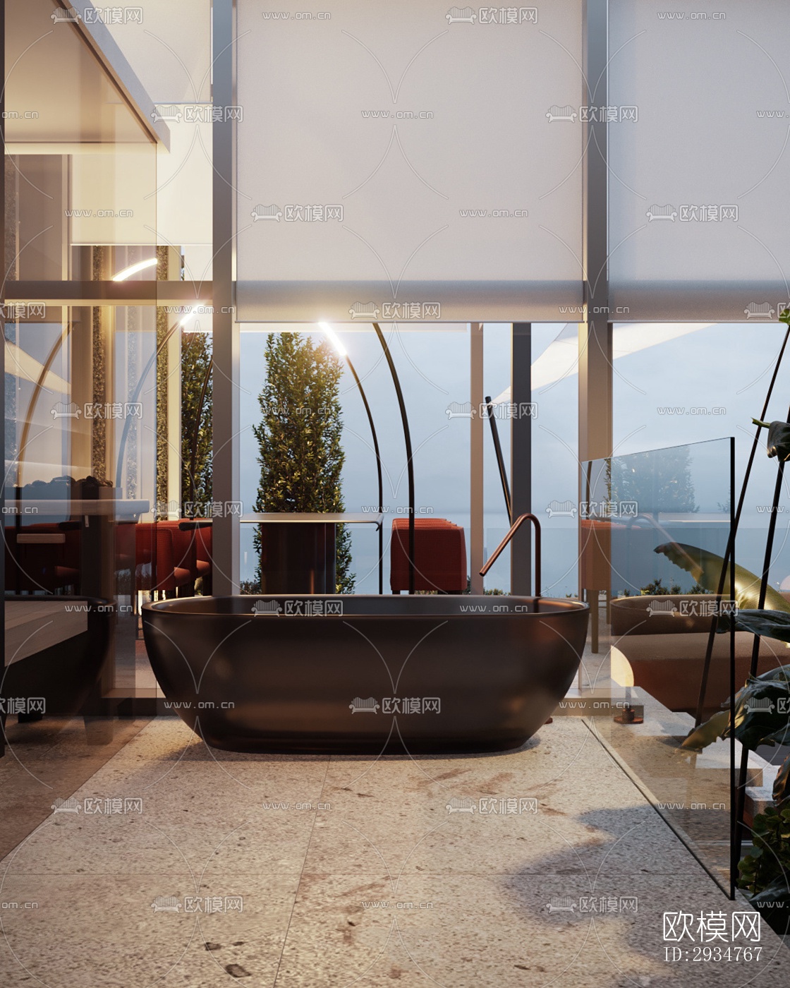 现代平层效果图下载（渲染图9）