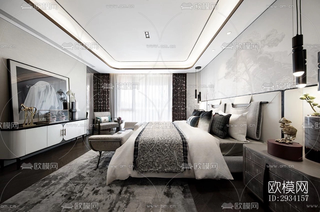 高级灰别墅效果图下载（渲染图3）