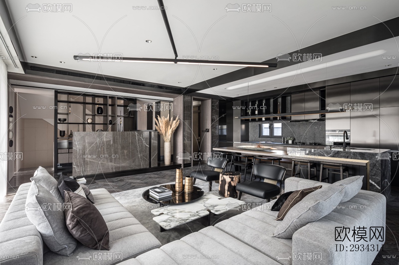 现代复式效果图下载（渲染图10）