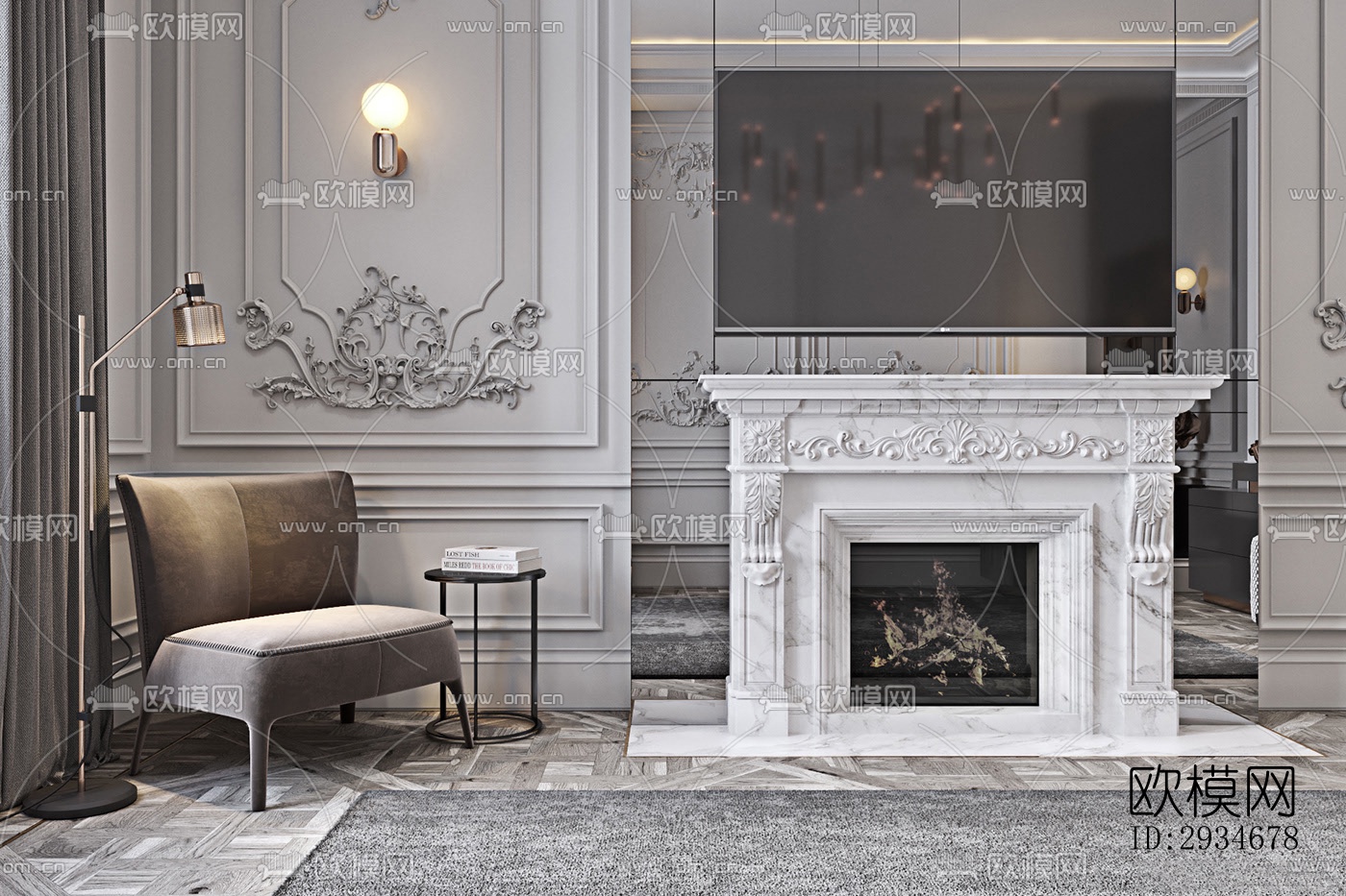 欧式平层效果图下载（渲染图15）