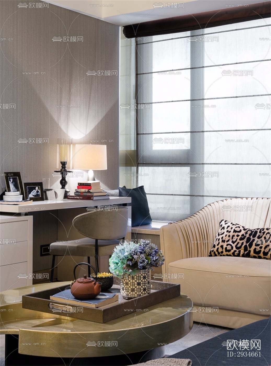 新中式平层效果图下载（渲染图8）