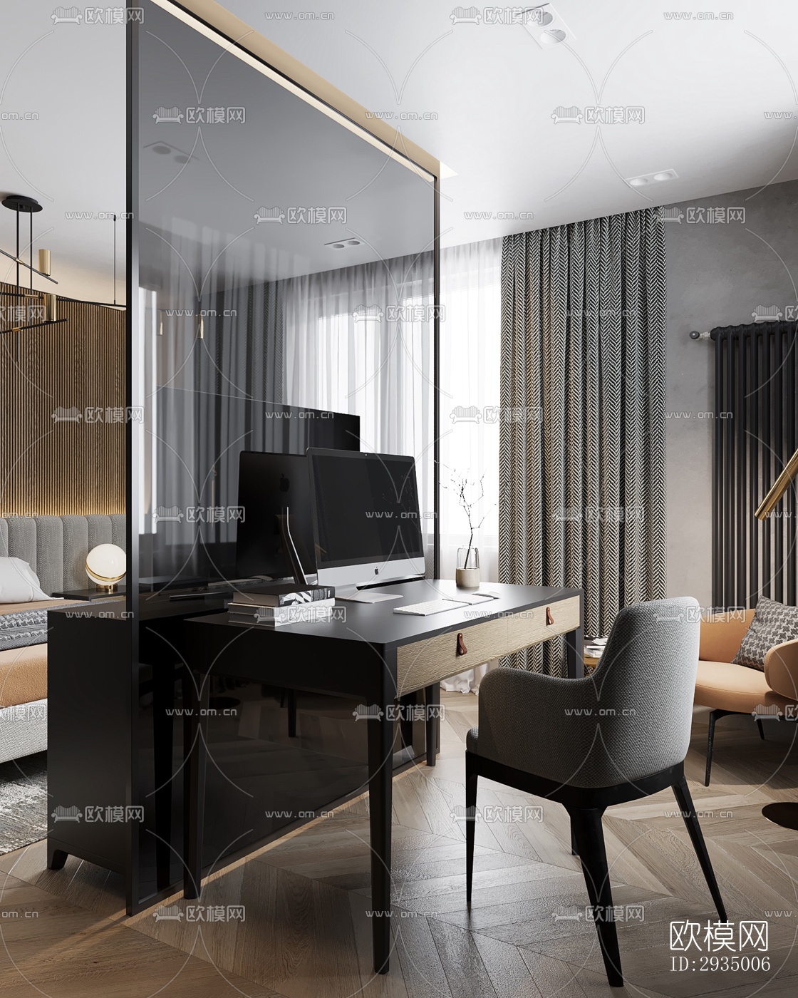 现代平层效果图下载（渲染图8）