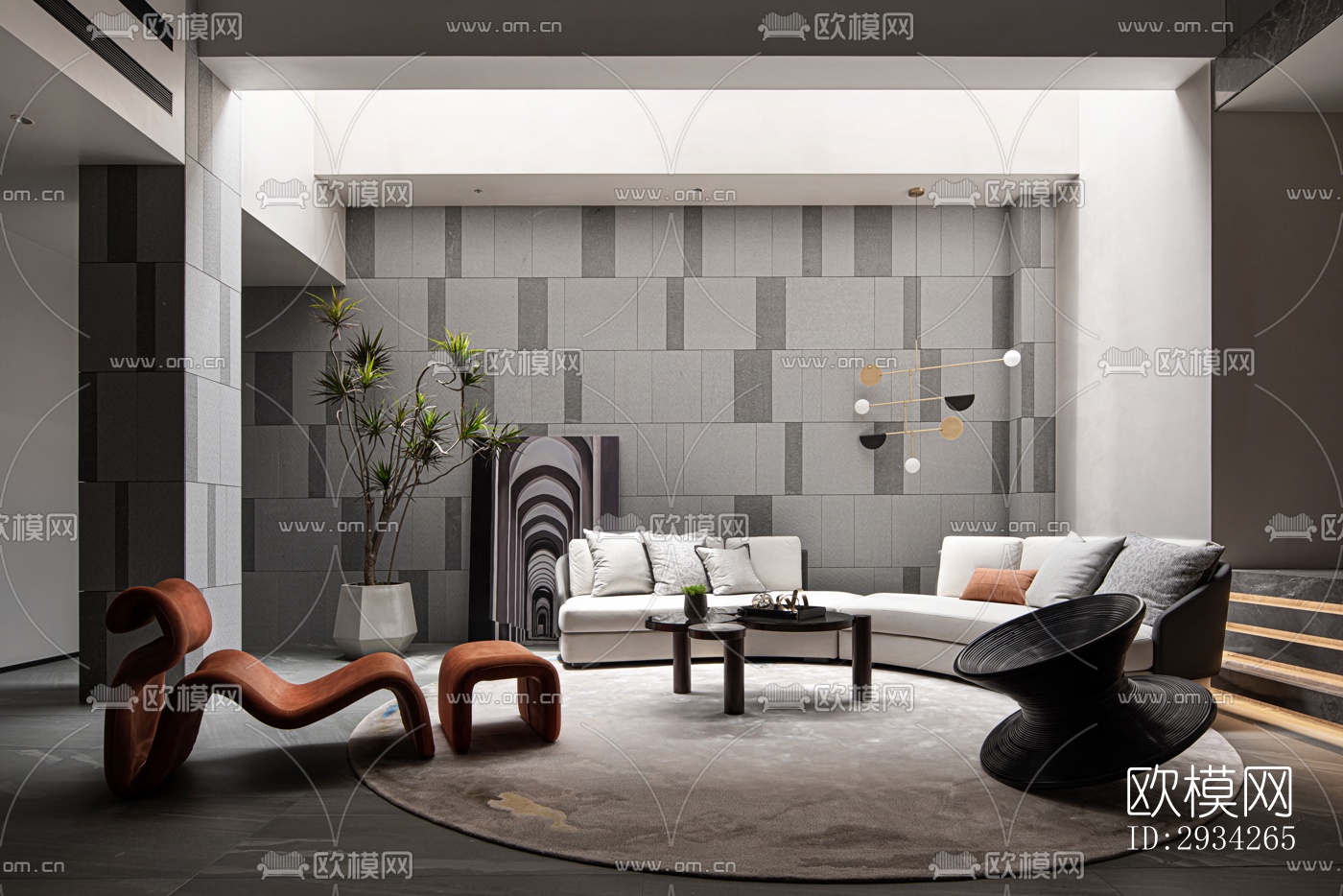 现代复式效果图下载（渲染图9）