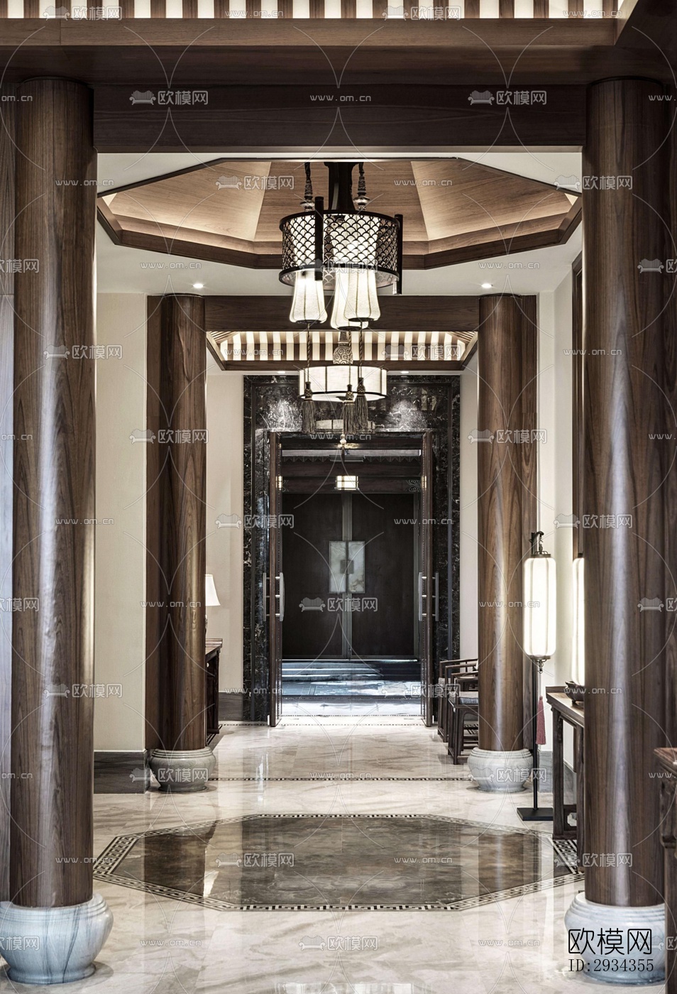 中式平层效果图下载（渲染图14）