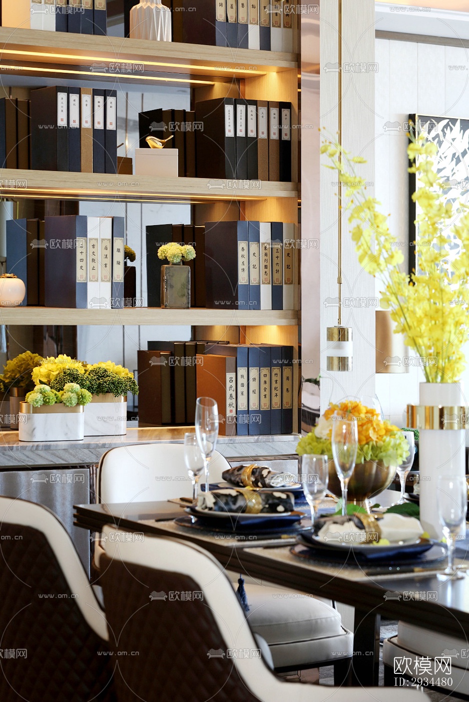 新中式平层效果图下载（渲染图11）