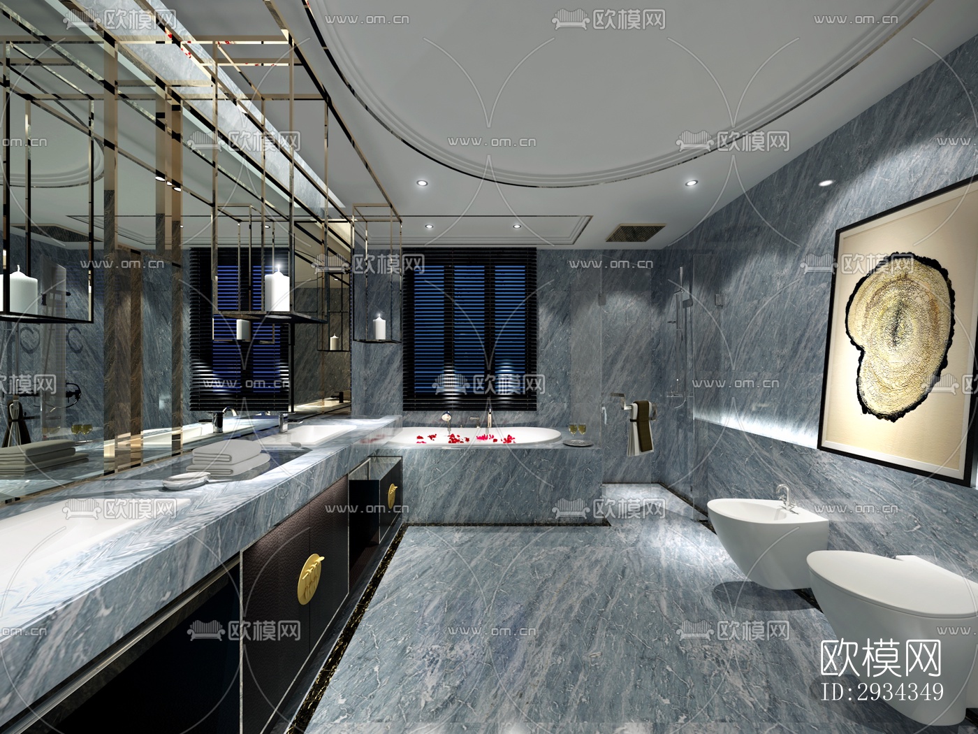 中式平层效果图下载（渲染图2）