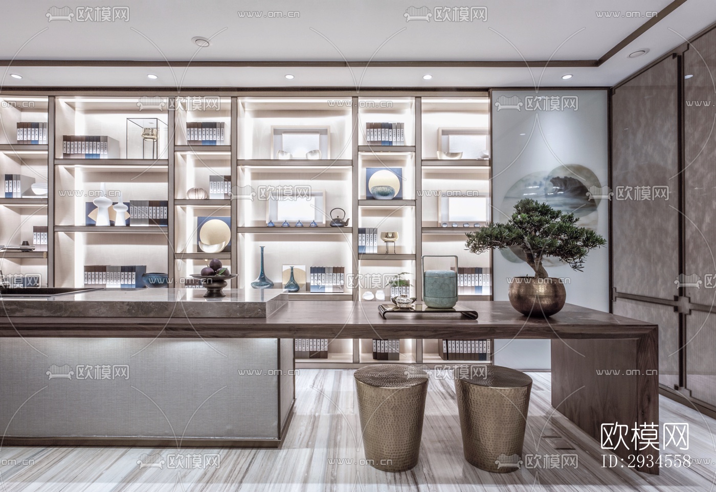 新中式平层效果图下载（渲染图19）