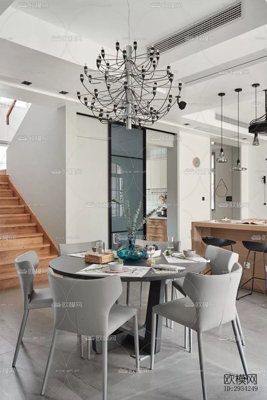 现代复式效果图下载（渲染图10）