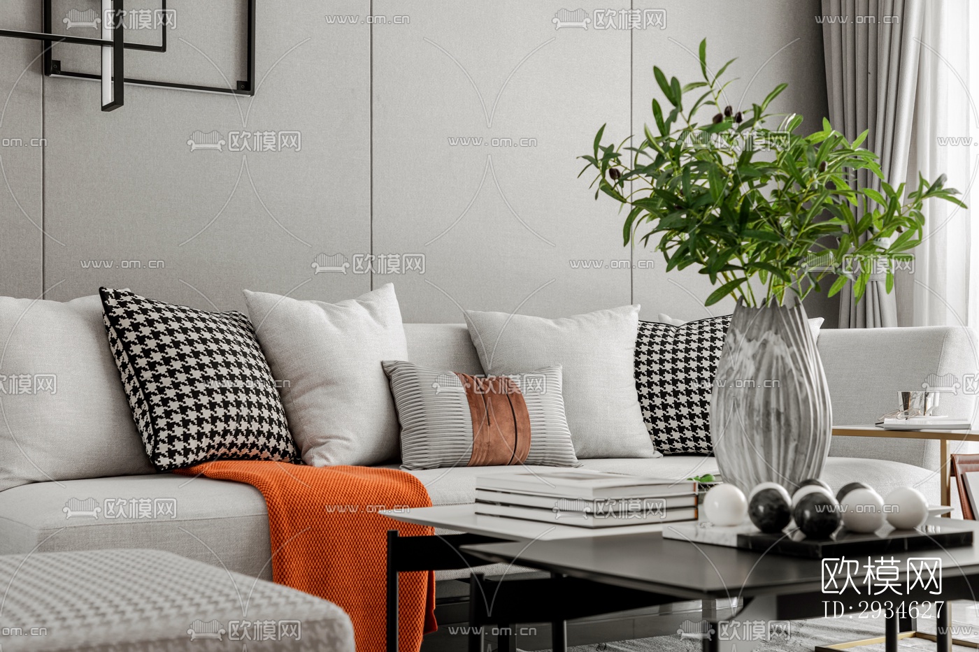 新中式平层效果图下载（渲染图20）