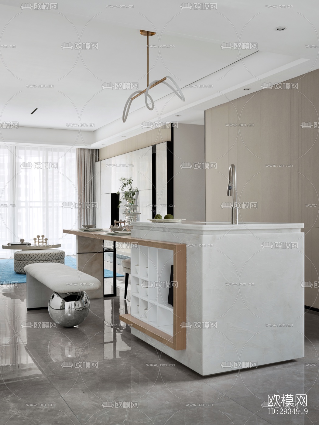 现代平层效果图下载（渲染图1）