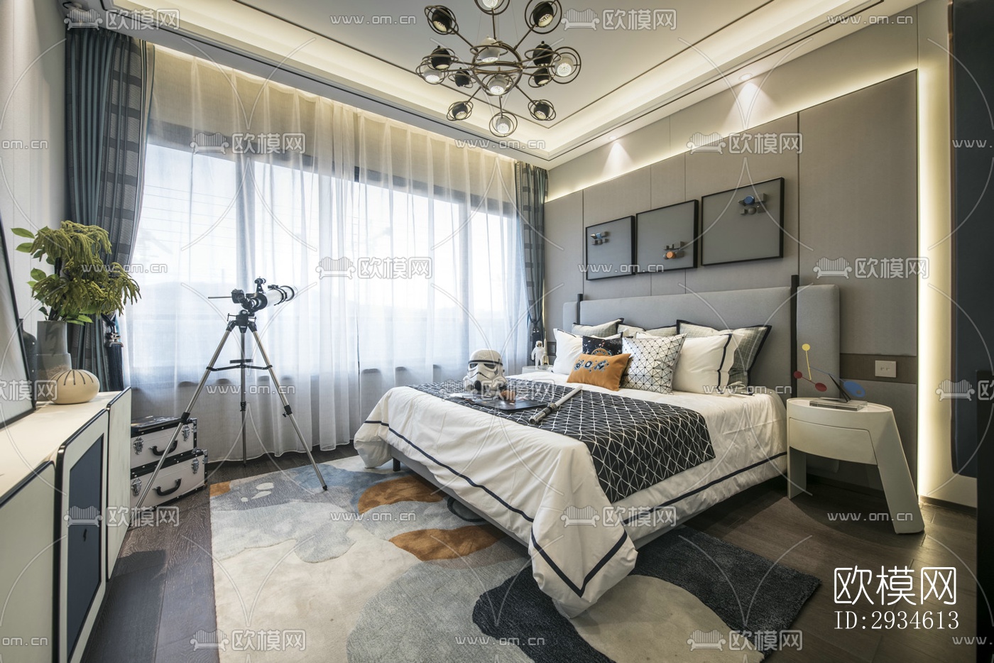 新中式平层效果图下载（渲染图7）