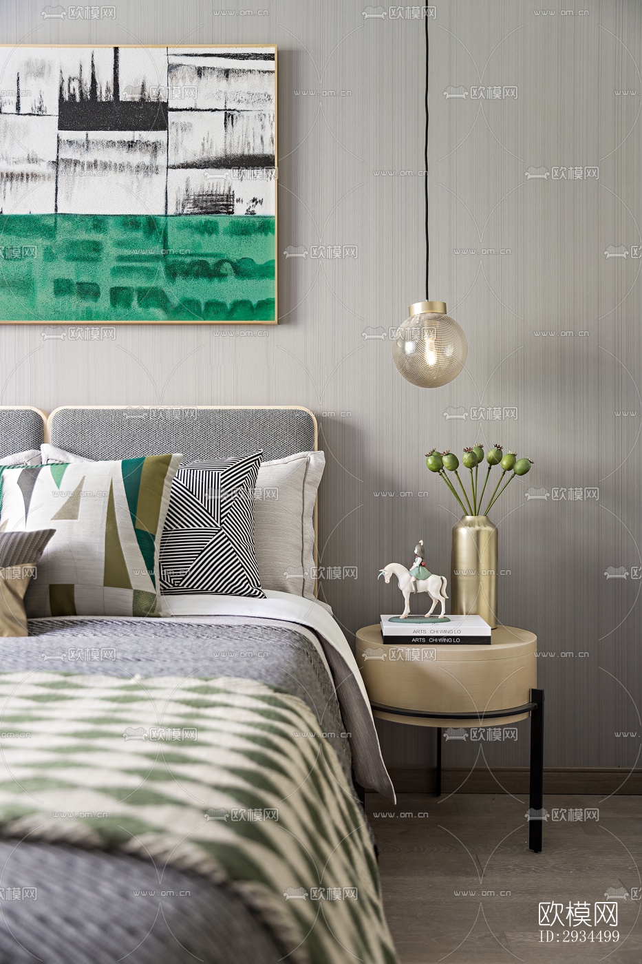 新中式平层效果图下载（渲染图16）