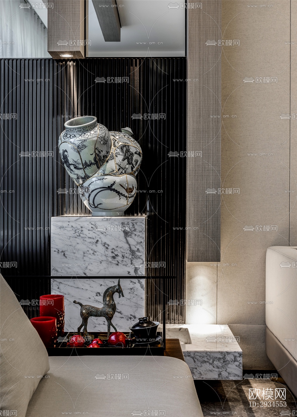 新中式平层效果图下载（渲染图18）