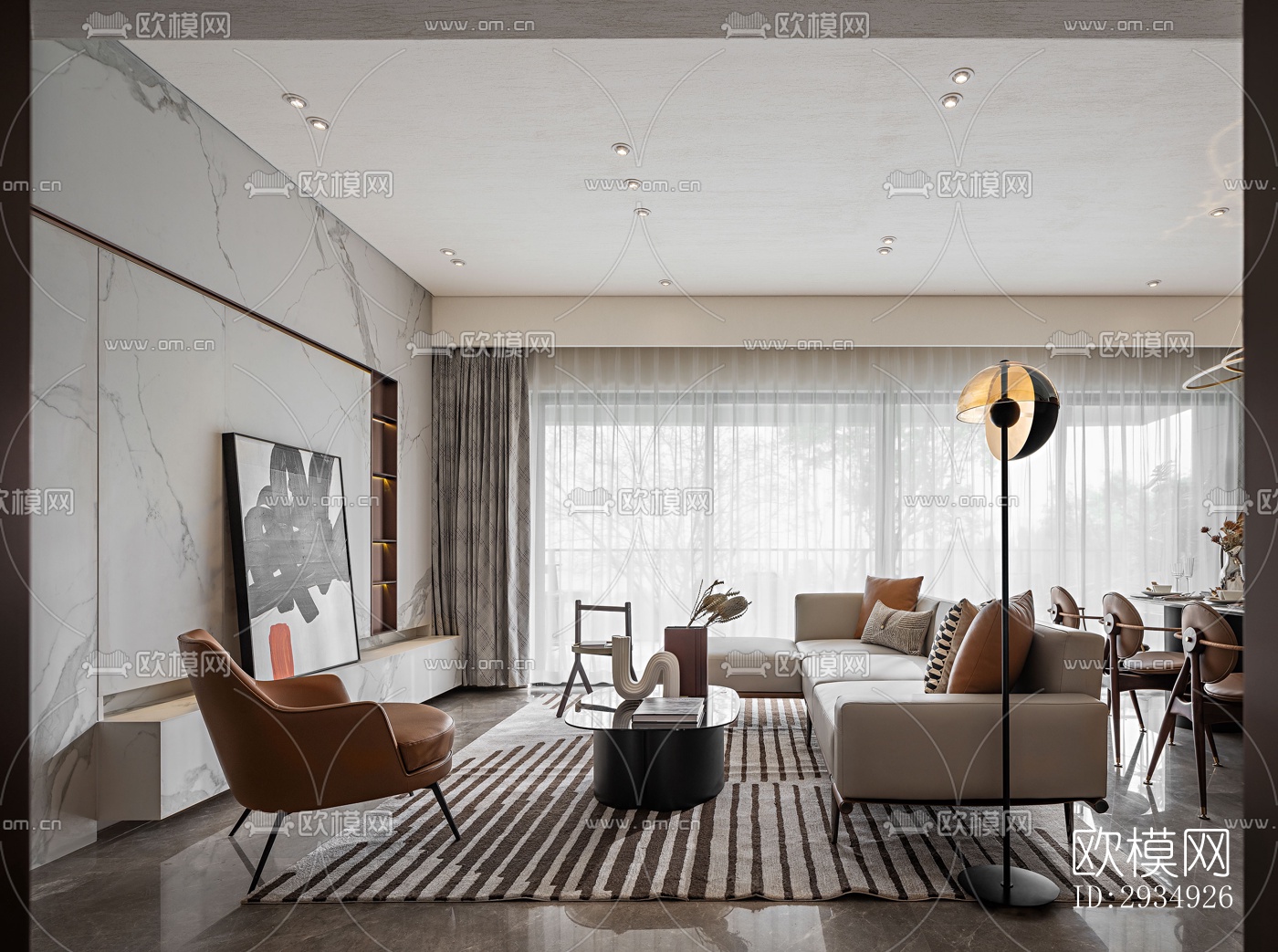 现代平层效果图下载（渲染图17）