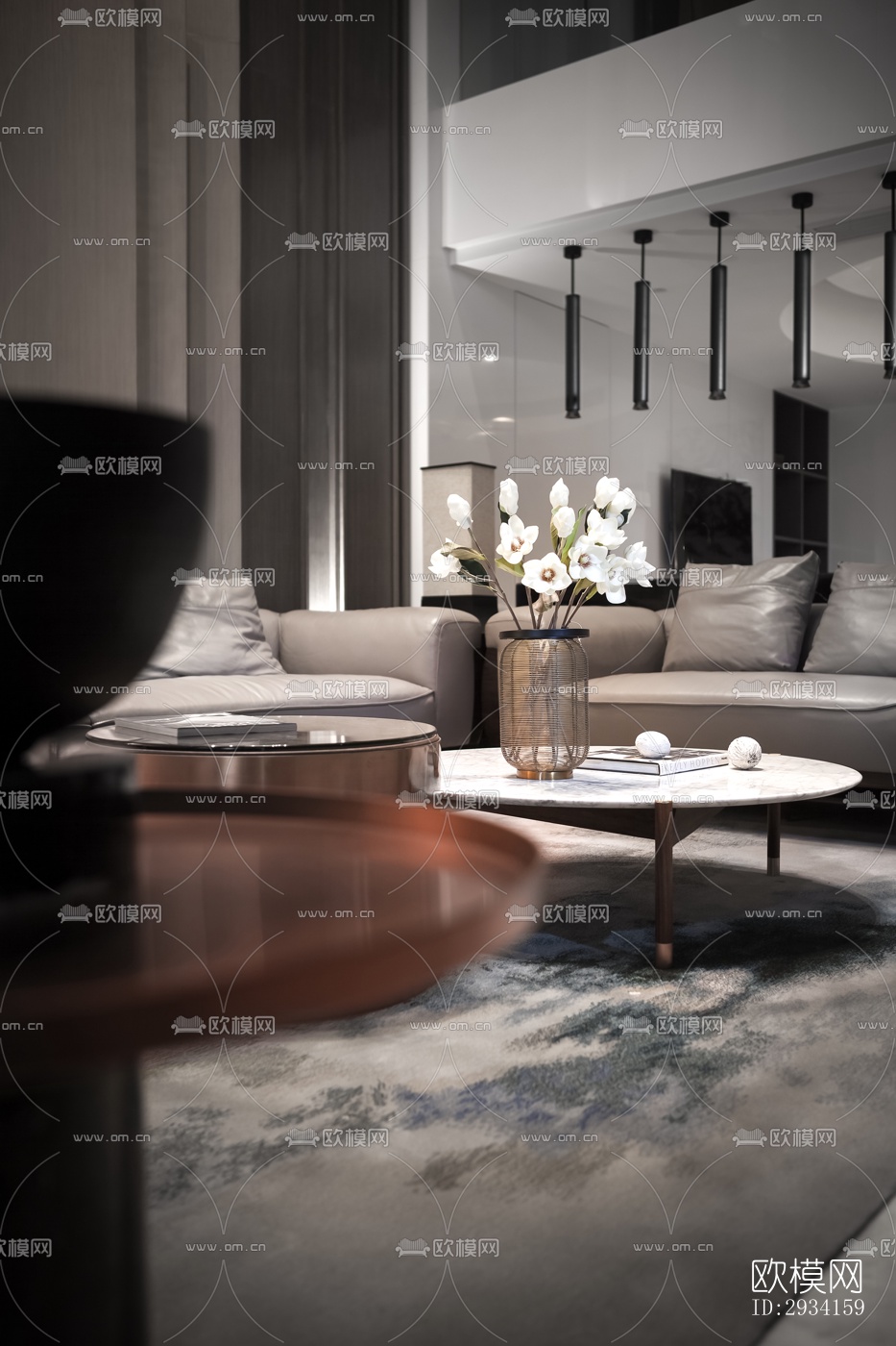 高级灰别墅效果图下载（渲染图11）