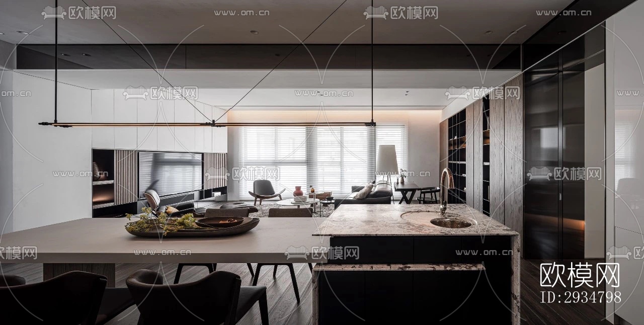 现代平层效果图下载（渲染图6）