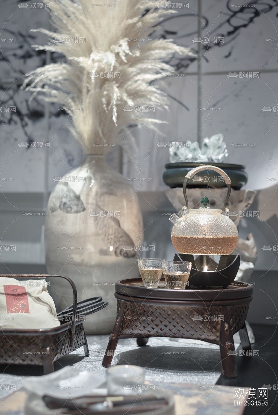 新中式平层效果图下载（渲染图5）