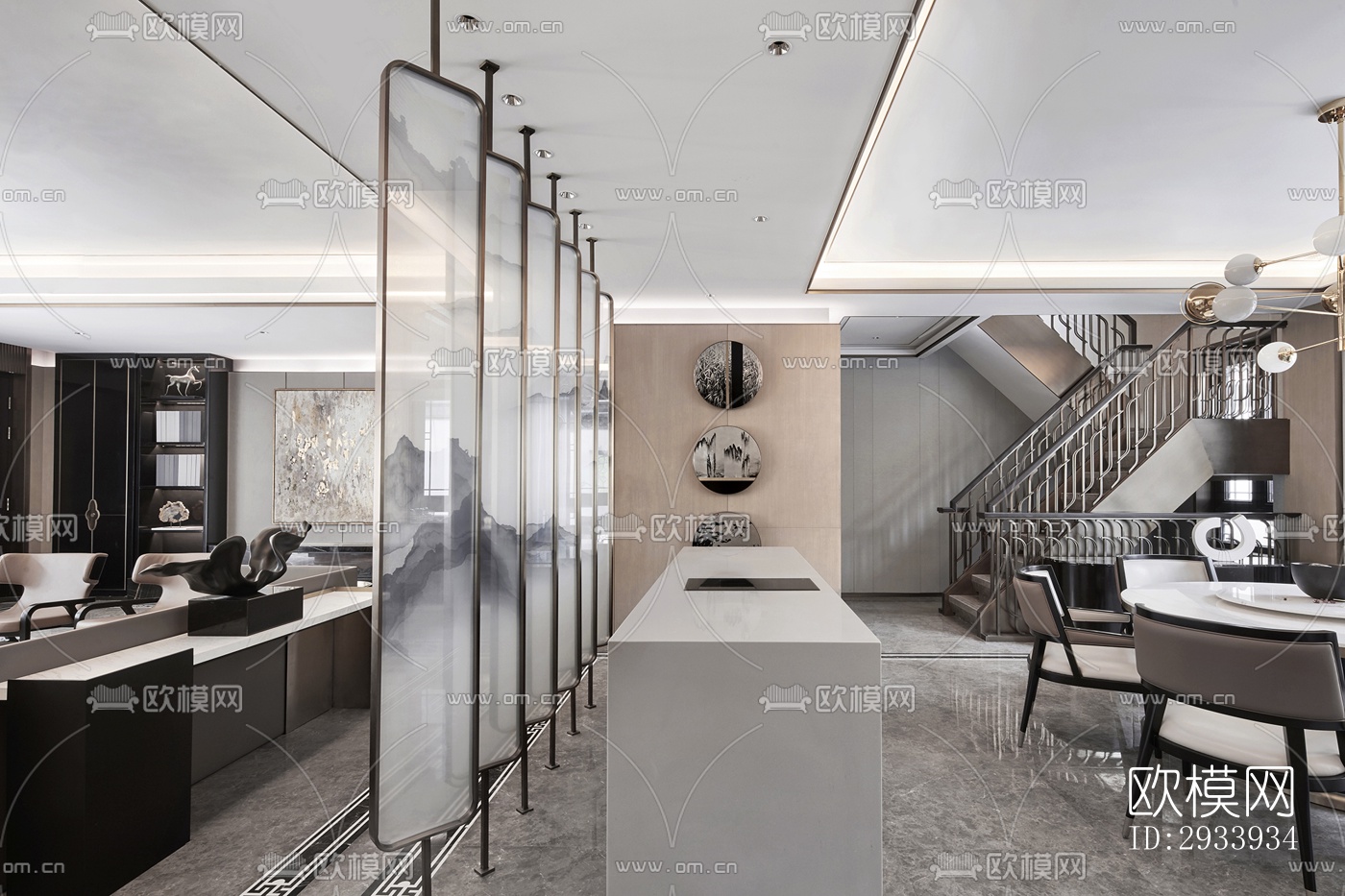 新中式别墅效果图下载（渲染图14）