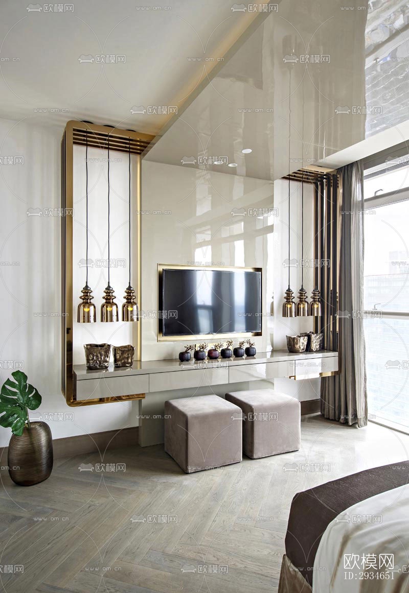 新中式平层效果图下载（渲染图7）