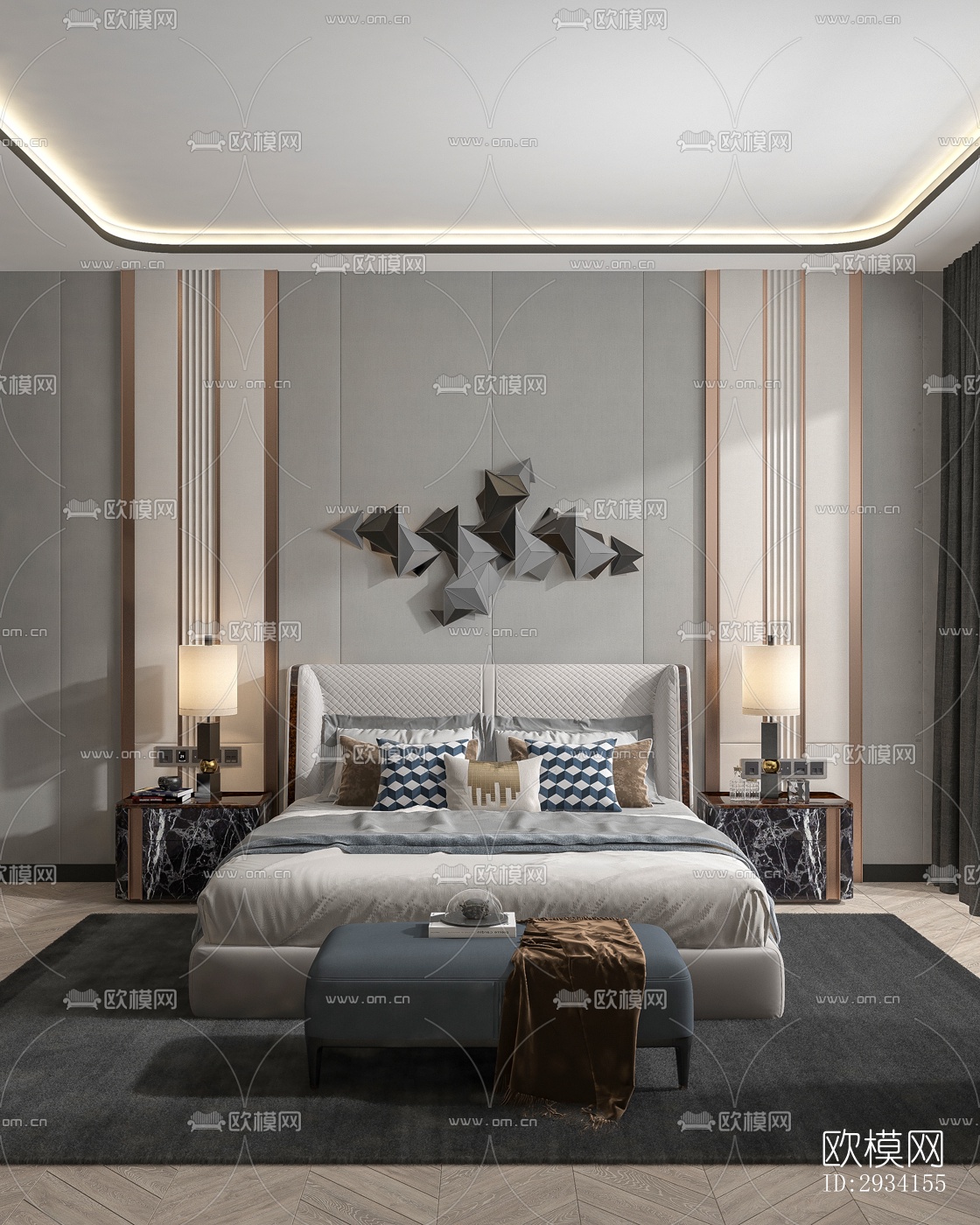 高级灰别墅效果图下载（渲染图8）