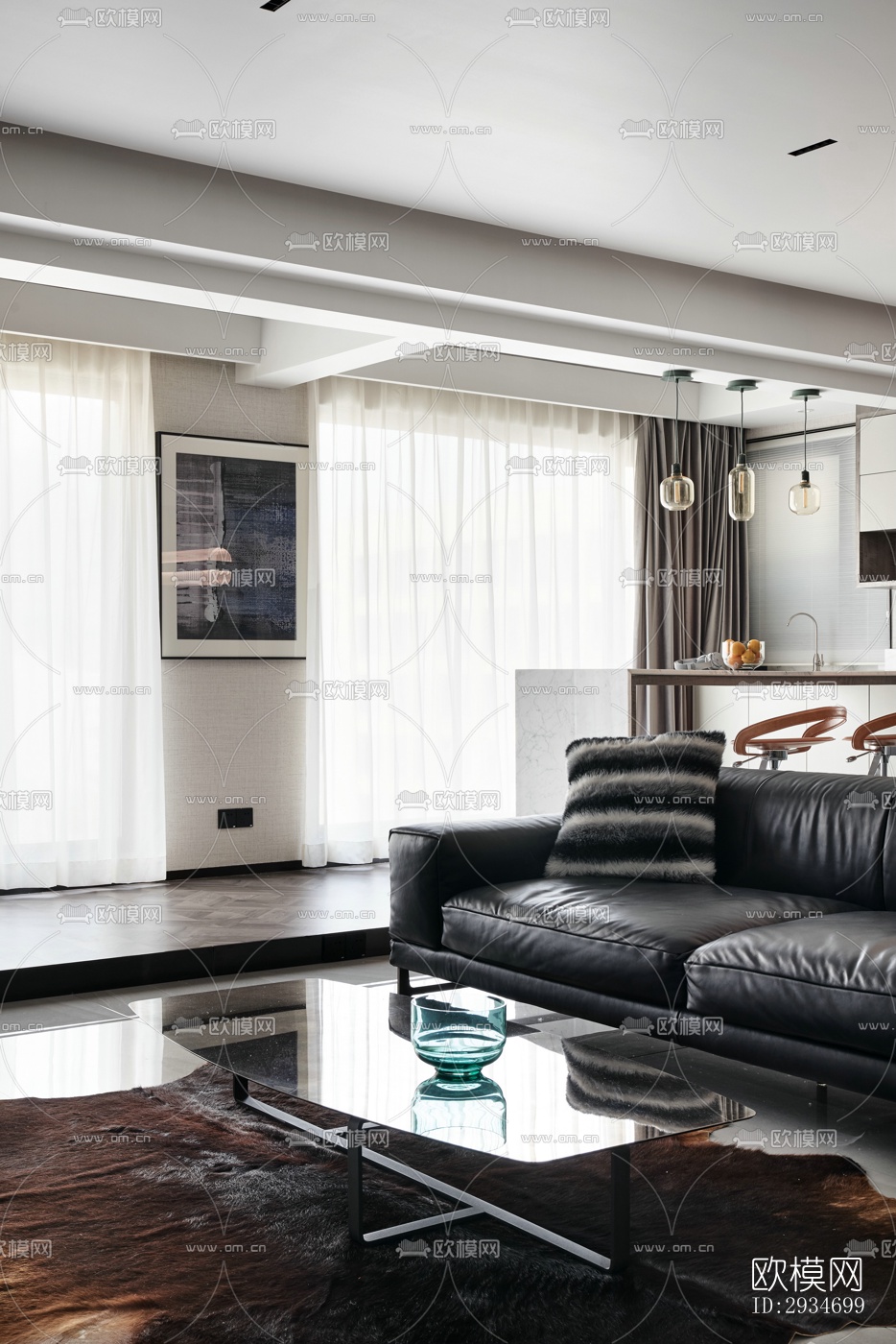 现代平层效果图下载（渲染图19）