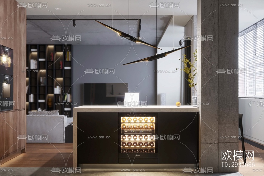 工业风公寓效果图下载(渲染图12)