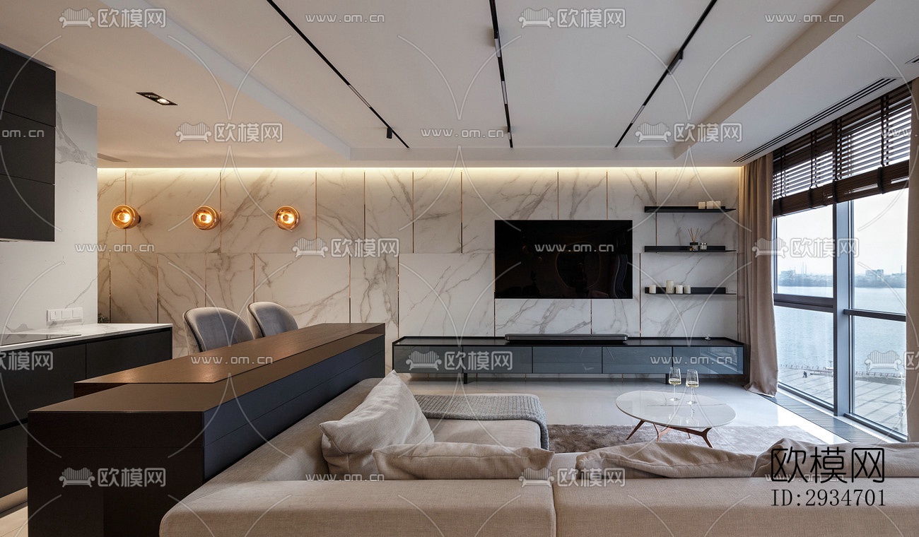 现代平层效果图下载（渲染图12）